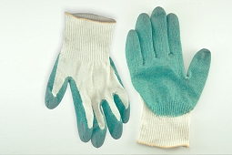 Перчатки х/б одинарный облив зеленые от Фабрики перчаток.